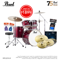 Pearl Export Plus 22" Rock Drum Kit Package [Burgandy] W/ Hardware, Throne, Cymbal Pack, Sticks & Accessories