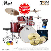 Pearl Export Plus 22" Fusion Plus Drum Kit Package [Black Cherry Glitter] W/ Hardware, Throne, Cymbal Pack, Sticks & Accessories