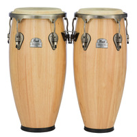 Pearl PRIMERO PRO SERIES WOOD CONGA SET, 10" & 11", w/PC100P & PC110P STANDS - NATURAL