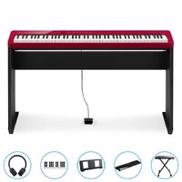 Casio Privia Px-S1100Rd Compact Digital Piano (Red) Bundle Incl Cs68 Wooden Stand + Stool + Bonus Accessories