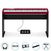 Casio Privia Px-S1100Rd Compact Digital Piano (Red) Bundle Incl Cs68 Wooden Stand + Sp34 Tri-Pedal + Bonus Accessories