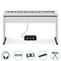 Casio Privia Px-S1100We Compact Digital Piano (White) Bundle Incl Cs68 Wooden Stand + Sp34 Tri-Pedal + Bonus Accessories