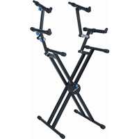 Quiklok Ql723 Proseries Double Braced, Triple Tier Keyboard Stand - Black