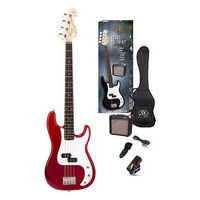 SX Bass Guitar Kit w/ 15w Bass Amplifier (Candy Apple Red)