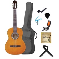 Maestro Classic 4/4 Full Size Deluxe Beginners Classical Guitar Pack (Amber)