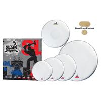Slam Single Ply Smooth Coated Thin Weight Drum Head Pack - 12"T/13"T/16"T/14"S/22"BD