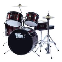 Sonic Drive SDJ-40-MWR 5-Piece Junior Drum Kit for Kids (Wine Red)