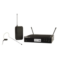 Shure SHR-BLX14RM53K14 Wireless 1/2R Headworn System BLX1 Tx; MX153 Mic; BLX4R Rx Auto Setup: 614-638MHz