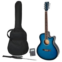 Sanchez Beginner Small-Body Acoustic-Electric Cutaway Guitar Pack (Blue)