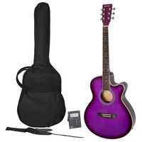 Sanchez Beginner Small-Body Acoustic-Electric Cutaway Guitar Pack (Purple)