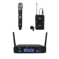 SoundArt Deluxe Dual Channel Wireless Microphone Set with Hand-Held Mic & Headset