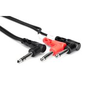 Insert Cable, Right-angle 1/4 in TRS to Dual Right-angle 1/4 in TS, 1 m