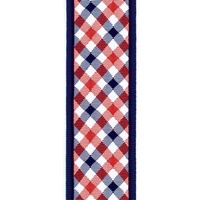Gingham Woven Guitar Strap, Red and Navy - by D'Addario