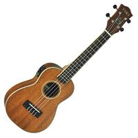 Tiki '5 Series' Solid Mahogany Top Electric Concert Ukulele with Hard Case & Built-in Tuner