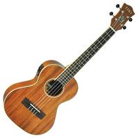 Tiki 'Series 5' Solid Mahogany Top Electric Tenor Ukulele with Hard Case & Built-in Tuner