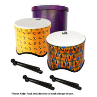 Toca Freestyle 2 Tom Tom Drums in Woodstock Purple, Kente & Lizard Design (6-Pk)