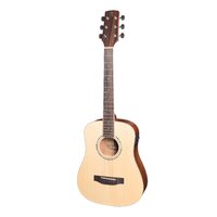 Timberidge '1 Series' Left Handed Spruce Solid Top Traveller Mini Acoustic-Electric Guitar (Natural Satin)