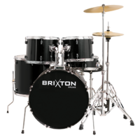 Brixton UBX25B Rock  22" 5 Piece Black Acoustic Drum Kit Package 
