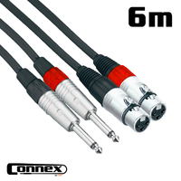 XFJM-6TConnex Pro XLR Female to Jack Male Cable Twin 6m