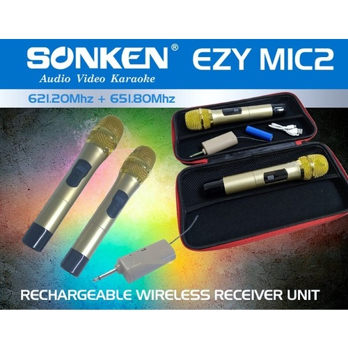 Sonken EZY MIC 2 UHF Dual Wireless Microphone Battery Operated