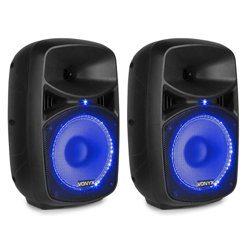 Vonyx VPS082A Active Speaker Set 8 Inch LED MP3 BT AfterPay Zip